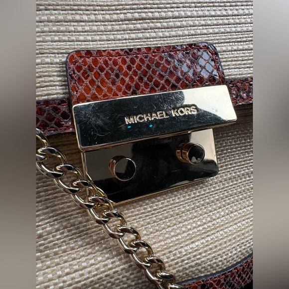 Michael Kors Sloan tweed Raffia shoulder clutch - Picture 7 of 16